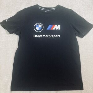 Puma BMW Motorsports T Shirt Mens Medium Black Graphic Racing Logo Short Sleeve